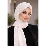 Aişe tesettür Beyaz Işıltılı Burgu Model Hazır Abiye Şal Beyaz Işıltılı Burgu