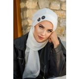 Aişe tesettür Beyaz Siyah Fitilli Armalı Tesettür Bere
