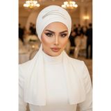Aişe tesettür Beyaz Taşlı Atkılı Abiye Bone Beyaz Taşlı