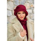 Aişe tesettür Bordo Aksesuarlı Vintage Atkılı Şapka