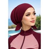 Aişe tesettür Bordo Bağcıklı Deniz - Havuz Bonesi Bordo Bağcıklı Deniz