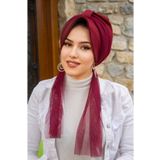 Aişe Tesettür Bordo Fularlı Bone