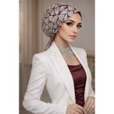 Aişe tesettür Bordo Gümüş Simli Abiye Eşarp Bone