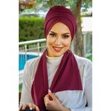Aişe tesettür Bordo Lepar Desenli Atkılı Bone