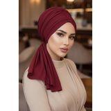 Aişe tesettür Bordo Tokalı Abiye Bone Şal/Hazır Duvak Bordo9