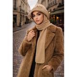 Aişe tesettür Camel Aksesuarlı Atkılı Vintage Şapka