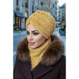 Aişe tesettür Camel Büzgülü Bone Ve Etol Takım