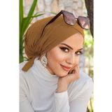 Aişe tesettür Camel Çapraz Bantlı Deniz & Havuz Bonesi