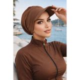 Aişe tesettür Camel Havuz - Deniz Şapkası/Mayo Üstüne Kullanılabilir Camel
