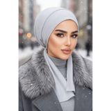 Aişe tesettür Gri Eşarp Bone