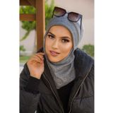 Aişe tesettür Gri Maskeli Bere