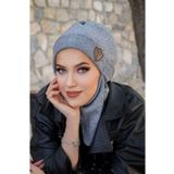 Aişe tesettür Gri Melanj Armalı Maskeli Bere