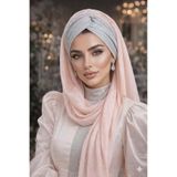 Aişe tesettür Gümüş Pudra Simli Burgu Model Hazır Abiye Şal Gümüş Pudra