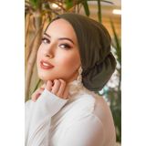 Aişe tesettür Haki Çağla Hazır Türban Haki Çağla