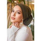 Aişe tesettür Haki Çağla Hazır Türban