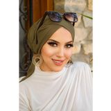 Aişe tesettür Haki Çapraz Bone