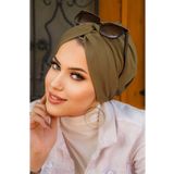 Aişe tesettür Haki Hazır Burgu Düğüm Bone
