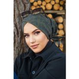 Aişe tesettür Haki Leopar Çapraz Bone