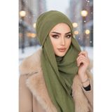Aişe tesettür Haki Triko Kelebek Bone Şal Haki Triko