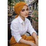Aişe tesettür Hardal Çapraz Bone