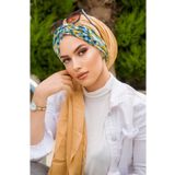Aişe tesettür Hardal Desenli Burgu Hazır Şal