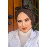 Aişe tesettür Kahve Çapraz Bantlı Bone