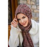 Aişe tesettür Kahve Desen Fiyonklu Tesettür Bere