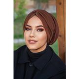 Aişe tesettür Karamel Hazır Büzgülü Bone