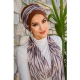 Aişe tesettür Karamel Zebra Fularlı Bone