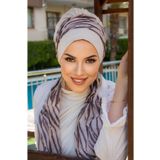 Aişe tesettür Kemik Zebra Desen Fularlı Bone