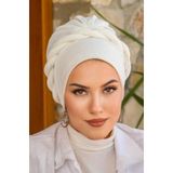 Aişe tesettür Kırık Beyaz Burgulu Bone