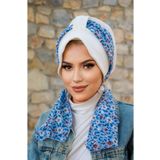 Aişe tesettür Kırık Beyaz Çiçekli Şapka Bone