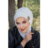Aişe tesettür Kırık Beyaz Fitilli Armalı Maskeli Bere