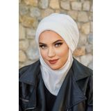 Aişe tesettür Kırık Beyaz Fitilli Maskeli Bere