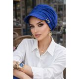 Aişe tesettür Kot Mavi Desen Metal Detaylı Tesettür Şapka Bone Kot mavi desen metal