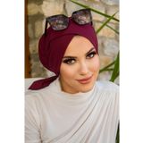 Aişe tesettür Koyu Bordo Hazır Çapraz Bone