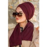 Aişe Tesettür Koyu Bordo Krınkıl Atkılı Bone