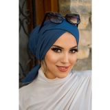 Aişe tesettür Koyu İndigo Çapraz Bone