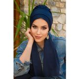 Aişe tesettür Koyu Lacivert Atkılı Tesettür Bone