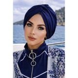 Aişe tesettür Lacivert Burgu Model Hazır Deniz - Havuz Bonesi Lacivert Burgu Model