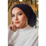 Aişe tesettür Lacivert Çağla Hazır Türban