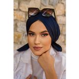 Aişe tesettür Lacivert Çapraz Bone