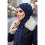 Aişe tesettür Lacivert Karyağdı Atkılı Tesettür Bere