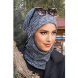 Aişe tesettür Lacivert Melanj Maskeli Bere