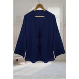 Aişe tesettür Lacivert Önü Bağlamalı Kimono Tunik /Likralı Yazlık Kumaş