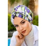 Aişe tesettür Lila Geometrik Desenli Burgu Bone