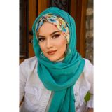Aişe tesettür Mint Fulya Çiçek Desen Hazır Şal