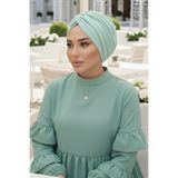 Aişe tesettür Mint Yeşili Büzgülü Salaş Bone