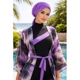 Aişe tesettür Mor Çapraz Bone / Deniz - Havuz Bonesi