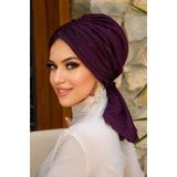 Aişe tesettür Mürdüm Ponpon Tokalı Bone